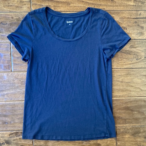 Quince Tops - Quince Womens Cotton Modal Scoop Neck Tee Shirt Medium Minimal Navy Blue